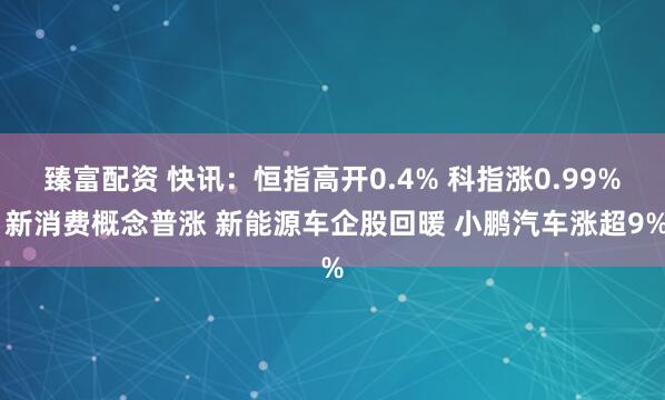 臻富配资 快讯：恒指高开0.4% 科指涨0.99% 新消费概念普涨 新能源车企股回暖 小鹏汽车涨超9%