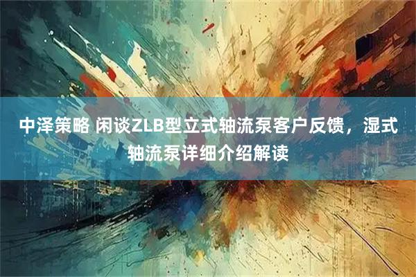 中泽策略 闲谈ZLB型立式轴流泵客户反馈，湿式轴流泵详细介绍解读